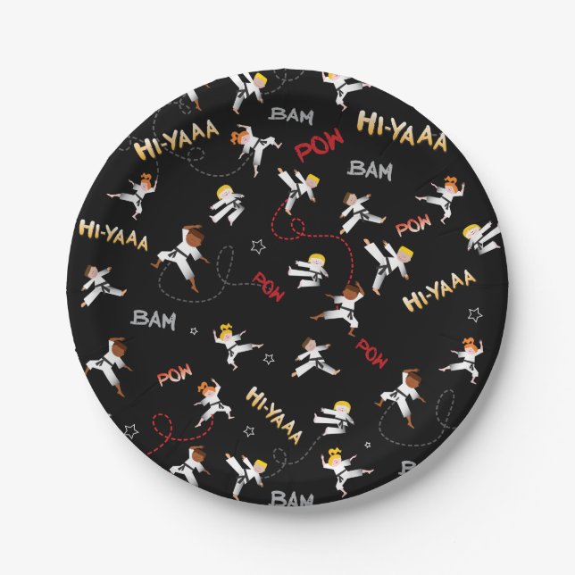 Assiettes En Carton Karate Kids Taekwondo Enfants Cadeau de fête d'ann (Devant)