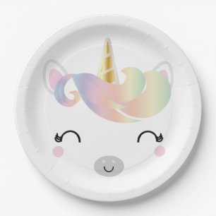 Assiettes En Carton kawaii arc-en-ciel licorne BIRTHDAY PARTY plaque p