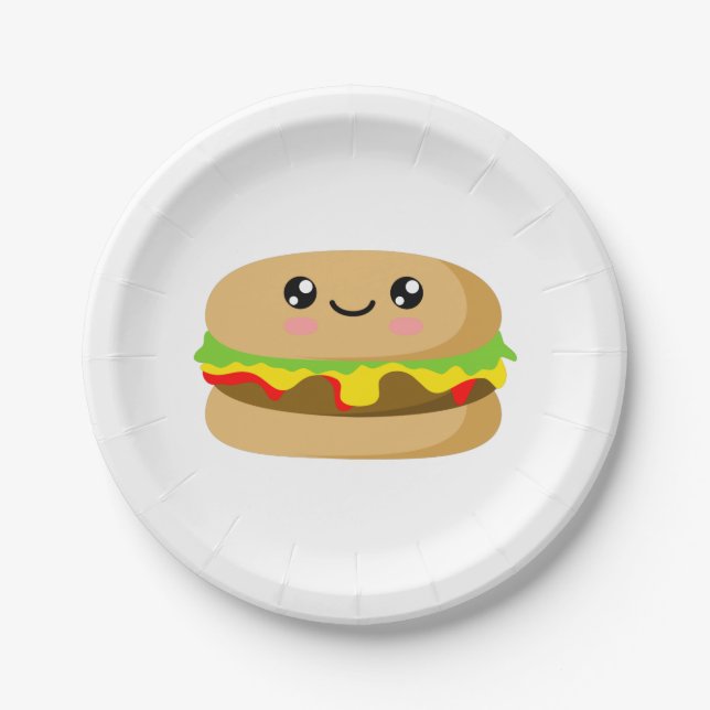 Assiettes En Carton Kawaii Burger (Devant)