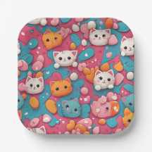 Kawaii Cute Chat Motif Imprimer Plaques de papier