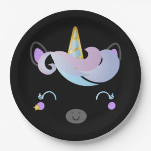 Assiettes En Carton kawaii galaxy licorn BIRTHDAY PARTY plaque papier