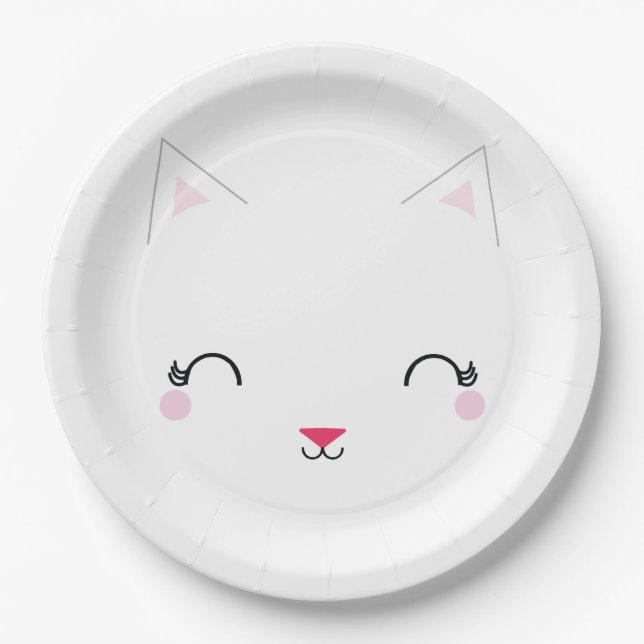 Assiettes En Carton kawaii kitty CAT BIRTHDAY party plaque papier 3 (Devant)