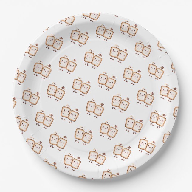 Assiettes En Carton Kawaii Marshmallow Smores (Devant)