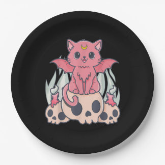 Assiettes En Carton Kawaii Pastel Goth Cute Démon Déplaisant Chat et C