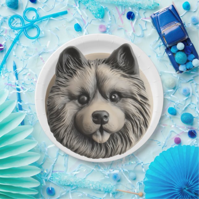Assiettes En Carton Keeshond Chien 3D inspiré (Fête)