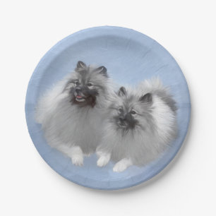 Assiettes En Carton Keeshond Paire de Kees Peinture Art animal origina