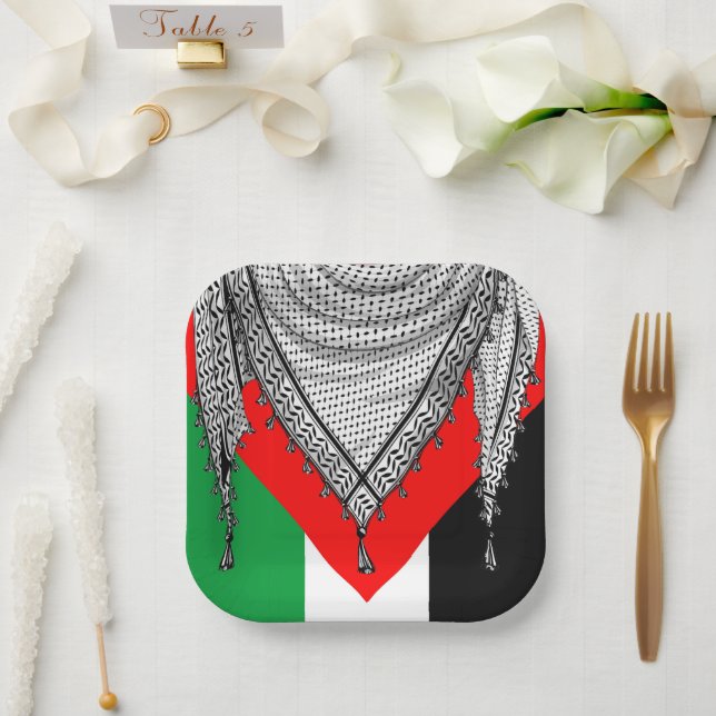 Assiettes En Carton Keffiyeh Écharpe palestinienne tissu traditionnel (Mariage)