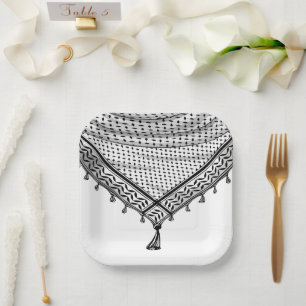 Assiettes En Carton Keffiyeh Écharpe palestinienne tissu traditionnel
