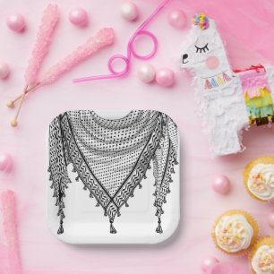 Assiettes En Carton Keffiyeh Écharpe palestinienne tissu traditionnel