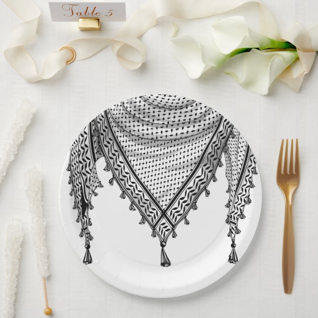 Assiettes En Carton Keffiyeh Écharpe palestinienne tissu traditionnel (Mariage)