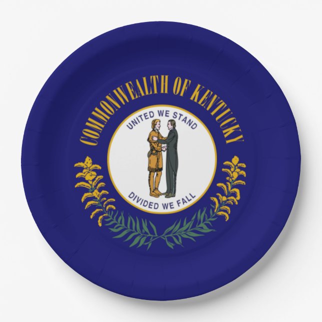 Assiettes En Carton Kentucky : Drapeau d'État américain du Commonwealt (Devant)