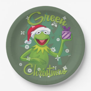 Assiettes En Carton Kermit la grenouille Noël vert