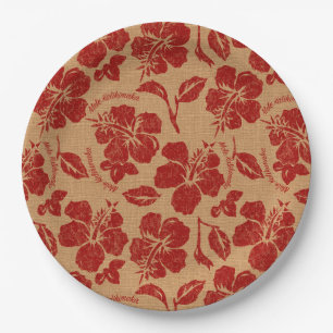 Assiettes En Carton Ketmie vintage de Hawaïen de Mele Kalikimaka