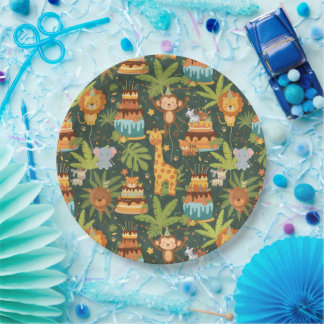 Assiettes En Carton Kids Birthday Jungle Themed Paper Plates
