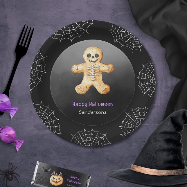Assiettes En Carton Kids Halloween Party Skeleton Black Paper (Créateur téléchargé)