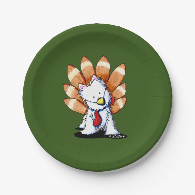 Assiettes En Carton KiniArt Westie Plaques papier Thanksgiving (Devant)