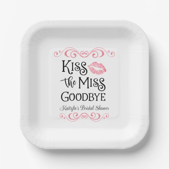 Assiettes En Carton Kiss The Miss Goodbye Fête des mariées (Recto)