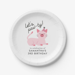 Assiettes En Carton Kitty Chat fête d'anniversaire Pawty Pink