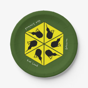 Assiettes En Carton Kiwi Bird & New Zealand/ Aotearoa Islands (pizza)