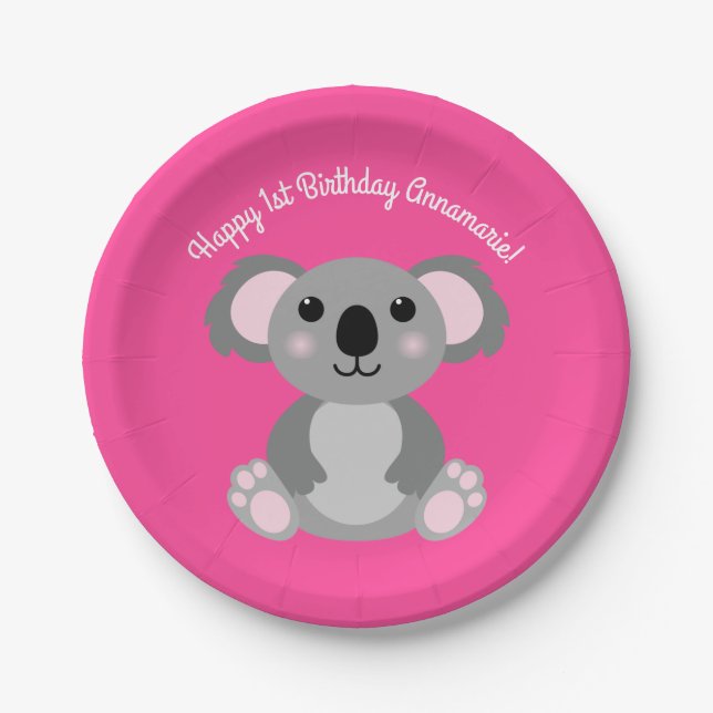 Assiettes En Carton Koala Bear Cute Kid Anniversaire (Devant)