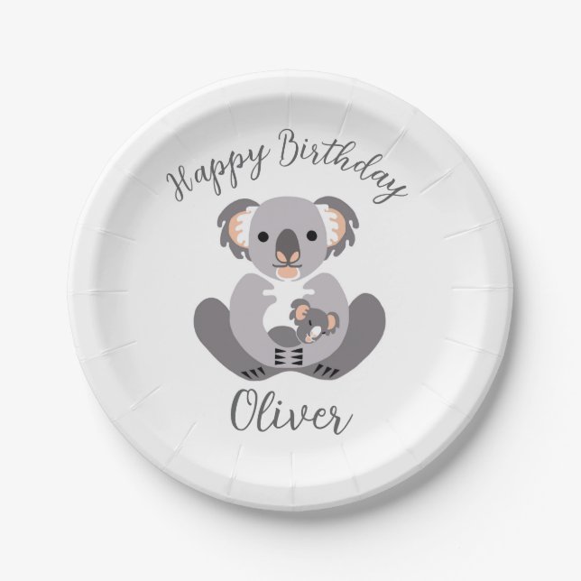 Assiettes En Carton KOALA - Joyeux anniversaire - Fête (Devant)