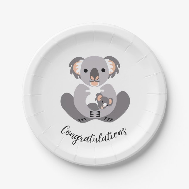 Assiettes En Carton KOALA mignon - Félicitations - Parti (Devant)
