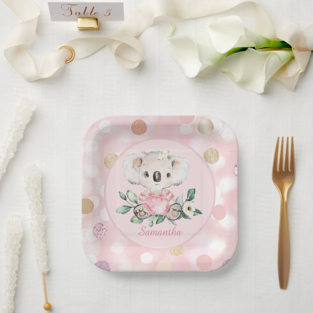 Assiettes En Carton koala personnalisé (Mariage)