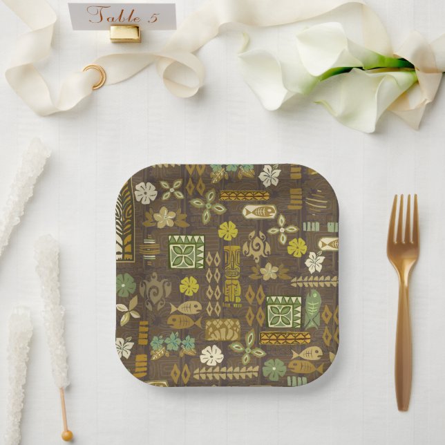 Assiettes En Carton Kona Coast Tiki Tropix (Mariage)