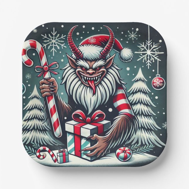 Assiettes En Carton Krampus de Noël (Recto)