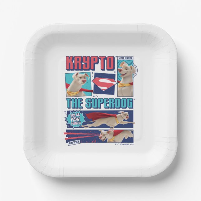 Assiettes En Carton Krypto Les Panneaux De Bande Dessinée Super-Chien (Recto)
