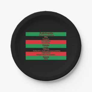 Assiettes En Carton Kwanzaa Sept Principes Rouge Vert Noir