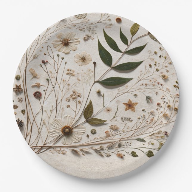Assiettes En Carton La beauté de la nature Fleurs botaniques & Mariage (Devant)