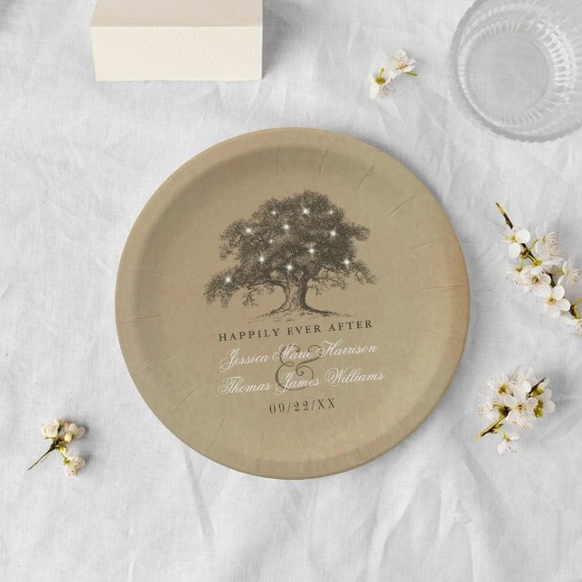 Assiettes En Carton La Collection de Mariage de l'Arbre au Vieux Chêne (Créateur téléchargé)
