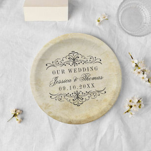 Assiettes En Carton La collection de mariage vintage fleurie et ornée