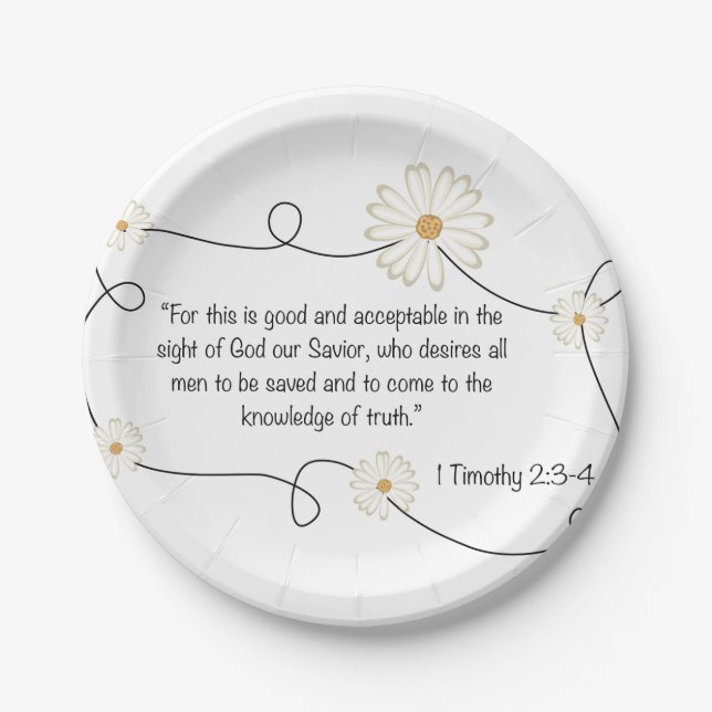 Assiettes En Carton La connaissance de citation de bible de fleur de (Devant)
