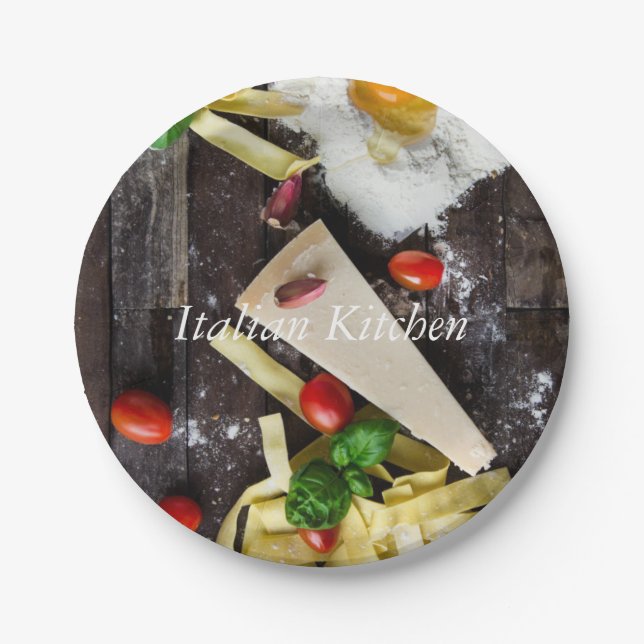 Assiettes En Carton La cuisine italienne personnalise le texte (Devant)