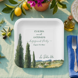 Assiettes En Carton La Dolce Vita Fête Élégante de Fiançailles