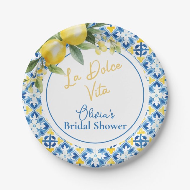 Assiettes En Carton La Dolce Vita Lemon Fête des mariées (Devant)