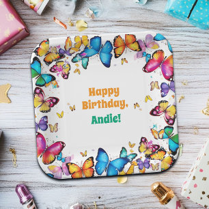Assiettes En Carton La Fête d'anniversaire de la Joie des Papillons
