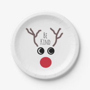 Assiettes En Carton La fête de Noël de renne de l'enfant mignon de
