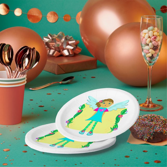 Assiettes En Carton La fille comme un ange (Créateur téléchargé)