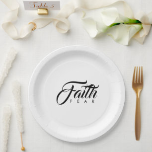 Assiettes En Carton La foi au-dessus de la peur blanche