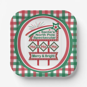 Assiettes En Carton La guirlande rétro du Père Noël – Ho Ho Ho Joyeux