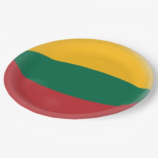 Assiettes En Carton La Lithuanie, le drapeau vert et jaune rouge (Angle)