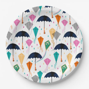 Assiettes En Carton La magie remplit le Motif d'Air Kite