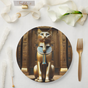 Assiettes En Carton La Majesté intemporelle : Le chat Pharaon Égyptien