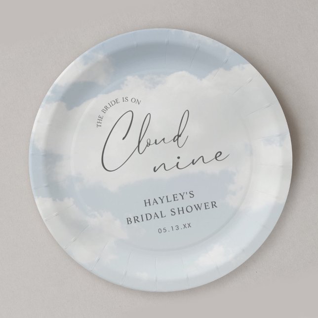 Assiettes En Carton La mariée est sur un nuage Bridal Shower  (Créateur téléchargé)