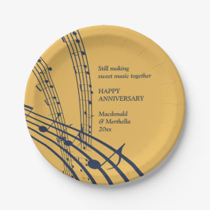 Assiettes En Carton La Marine d'or moderne MUSIQUE SUCRÉE Bonne Annive