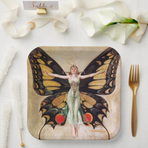 Assiettes En Carton La métamorphose de la fille Flapper au papillon 19