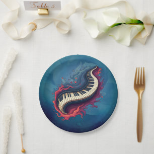 Assiettes En Carton La musique en mouvement, le piano incurvé.